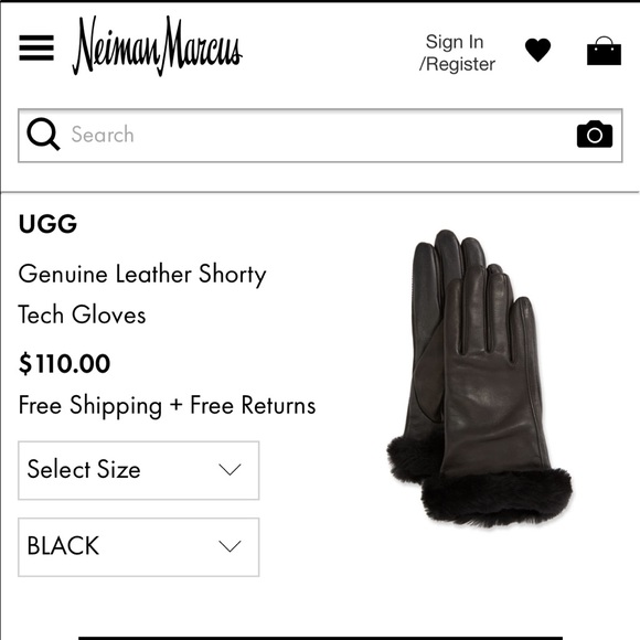 UGG - Genuine Leather Shorty Tech Gloves - Picture 2 of 6
